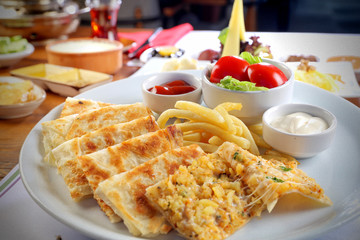 potato pancake gözleme on breakfast table