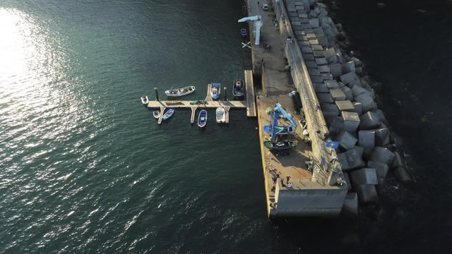 Harbour in Tazones, beautiful coastal village in Asturias,Spain. Aerial Drone Footage