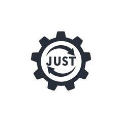 Gear and sign just. Vector icon isolated on white background. 