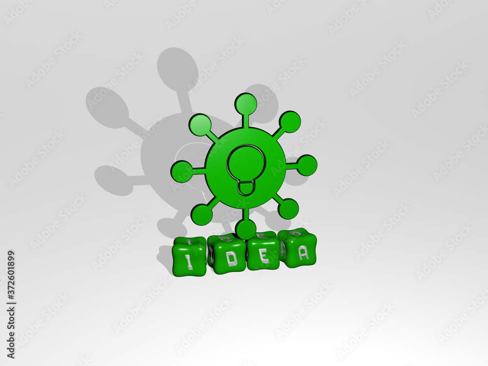 Poster idea 3d icon object on text of cubic letters, 3d illustration for concept and background
