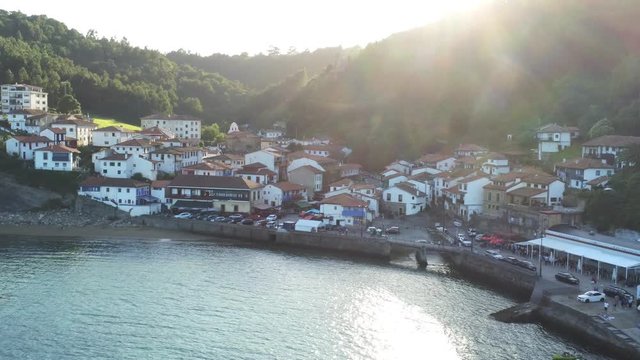 Tazones, beautiful coastal village in Asturias,Spain. Aerial Drone Footage