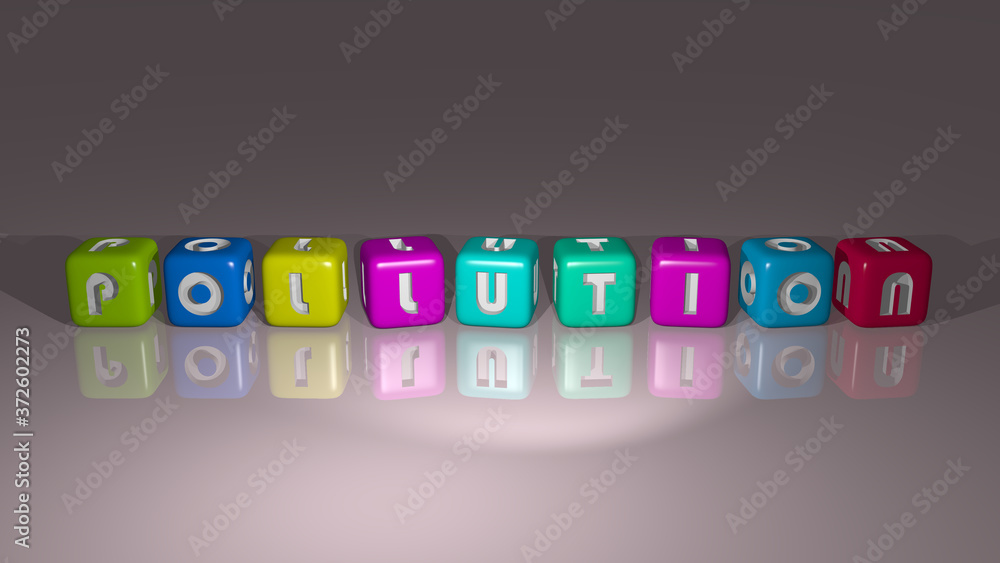 Poster combination of pollution built by cubic letters from the top perspective, excellent for the concept 