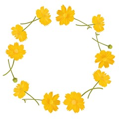 Obraz premium キバナコスモスの円形フレーム