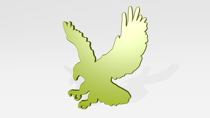 BIRD 3D icon casting shadow, 3D illustration for animal and background