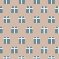 Modern seamless  pattern with gift boxes in flat style. Trendy vector design for banners, wallpaper, cards, textile, website