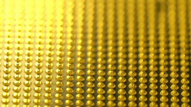 Golden pins of computer CPU or central processor unit, macro shot
