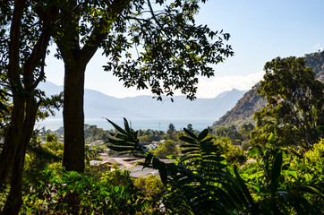 Nice view of a lake and a tropical forest in Guatemala. 