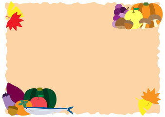 秋　味覚　野菜　果物　フレーム　autumn  vegetables fruit frame　