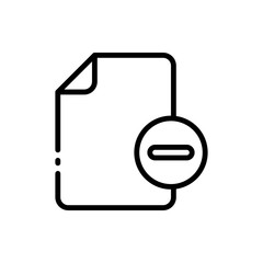File, document, paper with minus outline icons. Vector illustration. Editable stroke. Isolated icon suitable for web, infographics, interface and apps.