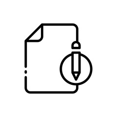 File, document, paper with pencil outline icons. Vector illustration. Editable stroke. Isolated icon suitable for web, infographics, interface and apps.