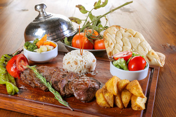 grilled steak portion in restaurant