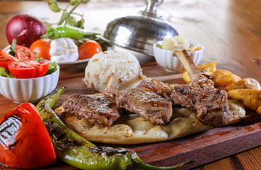 grilled barbeque meatballs service in a restaurant