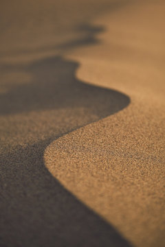 From above of spectacular view of sandy hill with loose texture and dry surface