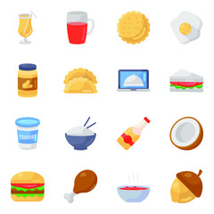 
Food Icons in Modern Flat Style Set
