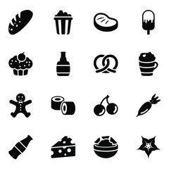 
Food and Cuisines Icons in Modern solid Style Pack 
