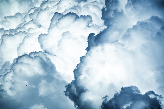 Spectacular abstract background of thunderstorm sky with dark ominous clouds