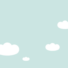 Sky background with white clouds. Vector illustration