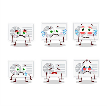 Air conditioner outdoor cartoon character with sad expression
