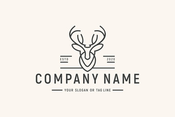 head deer logo design vintage vector