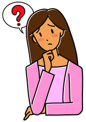 考え込む若い女性の上半身