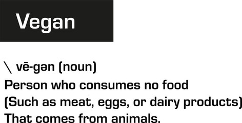 Definition of vegan vector on a white background