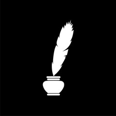 Feather pen icon isolated on dark background