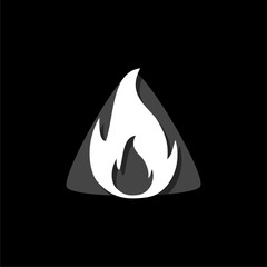 Simple fire icon isolated on dark background