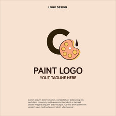 C initial logo design with palette and paint brush
