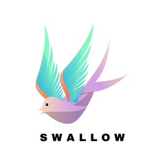 Obraz premium Vector Logo Illustration Swallow Gradient Colorful Style.