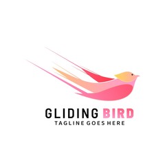 Vector Logo Illustration Gliding Bird Gradient Colorful Style.
