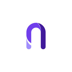 Letter N Modern Design, concept initial N with purple color.