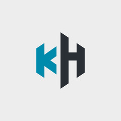 Logo KH Hexagon, simple modern icon Initial KH with shape Hexagonal.