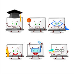 School student of laptop cartoon character with various expressions