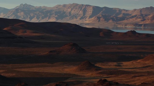 Wide Pan of Pyramid Lake Nevada and High Desert Landscape