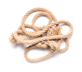Long rope on white background