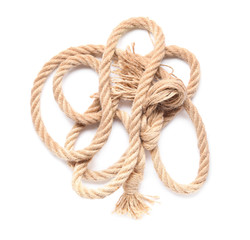 Long rope on white background