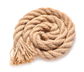 Long rope on white background