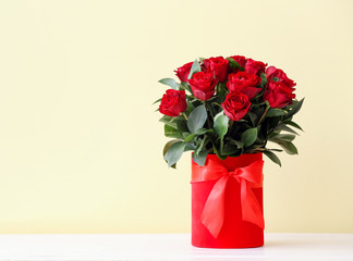 Bouquet of beautiful flowers on table