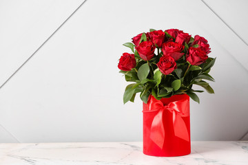 Bouquet of beautiful flowers on table