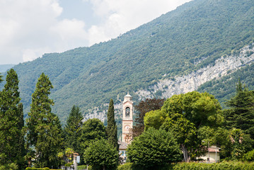 Tower of Church of San Lorenzo in Tremezzo. Chiesa di San Lorenzo.