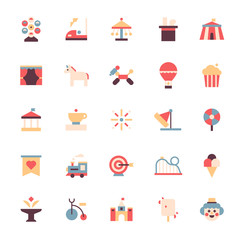 Amusement park icon set.