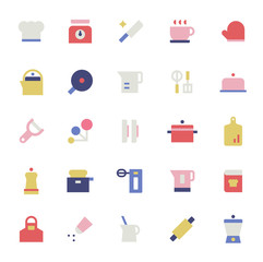 Various kitchen tools simple icon set.