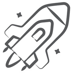 
Missile, rocket launcher icon in doodle design.
