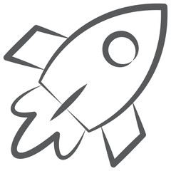 
Missile, rocket launcher icon in doodle design.

