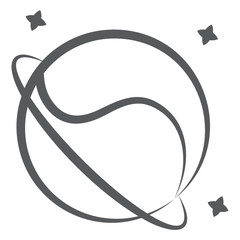 
Second largest planet of the solar system, saturn in doodle icon
