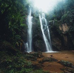 Fototapeta na wymiar Waterfall in the forest ,Waterfall in nature travel mok fah waterfall