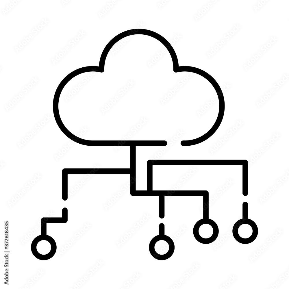 Poster cloud computing line style icon
