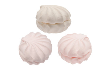 Rose marshmallow isolated on white. Zephyr.