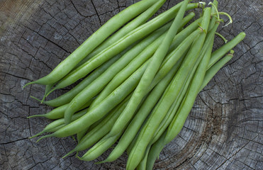 bunch of fresh green beans from home garden