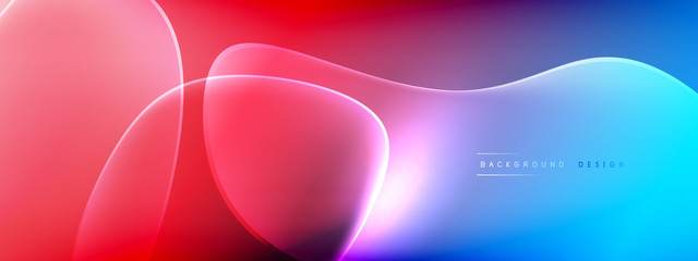 Vector abstract background - liquid bubble shapes on fluid gradient with shadows and light effects. Shiny design template for text